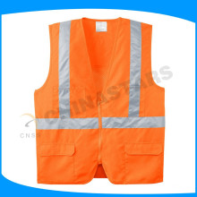 100% Polyester High Visibility Reflective Safety Vest with 5 Pockets